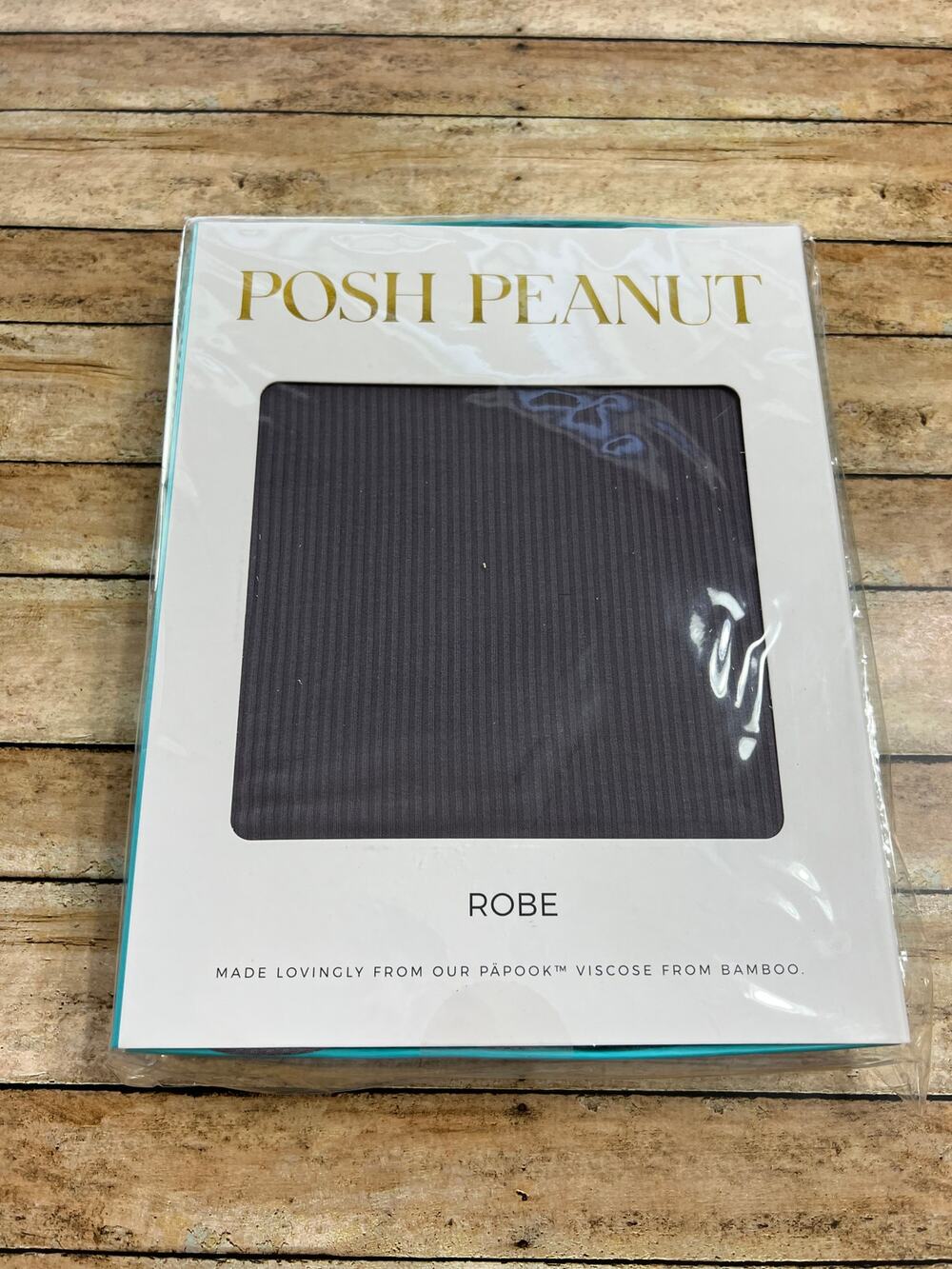 NWT Posh Peanut Charcoal Ribbed Robe Size Large